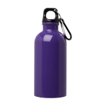 Recycelte Edelstahlflasche mit Karabiner 400ml farbe purpurfarben zweite Vorderansicht