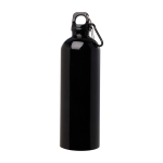 Recycelte Edelstahlflasche mit Karabiner 750ml farbe schwarz zweite Vorderansicht