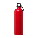 Recycelte Edelstahlflasche mit Karabiner 750ml farbe rot zweite Vorderansicht