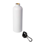 Recycelte Edelstahlflasche mit Karabiner 750ml farbe weiß zweite Ansicht