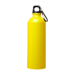 Recycelte Edelstahlflasche mit Karabiner 750ml farbe gelb zweite Vorderansicht