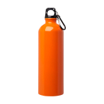 Recycelte Edelstahlflasche mit Karabiner 750ml farbe orange zweite Vorderansicht