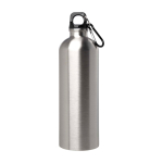 Recycelte Edelstahlflasche mit Karabiner 750ml farbe silber zweite Vorderansicht