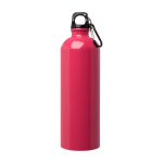 Recycelte Edelstahlflasche mit Karabiner 750ml farbe pink zweite Vorderansicht