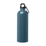 Recycelte Edelstahlflasche mit Karabiner 750ml farbe cyan-blau zweite Vorderansicht