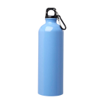 Recycelte Edelstahlflasche mit Karabiner 750ml farbe pastellblau zweite Vorderansicht