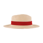 Naturfarbener Papierhut mit farbigem Band zur Personalisierung farbe rot