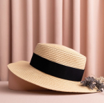 Naturfarbener Papierhut mit farbigem Band zur Personalisierung farbe natürliche farbe dritte Ansicht