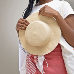 Naturfarbener Papierhut mit farbigem, individuell gestaltbarem Band Detailbild 2