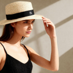 Naturfarbener Papierhut mit farbigem, individuell gestaltbarem Band Detailbild 3