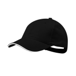 6-Panel-Mütze aus gekämmter Baumwolle mit Schirmanhänger farbe schwarz erste Ansicht