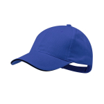 6-Panel-Mütze aus gekämmter Baumwolle mit Schirmanhänger farbe blau zweite Ansicht