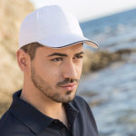 6-Panel-Mütze aus gekämmter Baumwolle mit Schirmanhänger farbe blau fünfte Ansicht