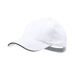 6-Panel-Mütze aus gekämmter Baumwolle mit Schirmanhänger farbe weiß erste Ansicht