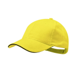 6-Panel-Mütze aus gekämmter Baumwolle mit Schirmanhänger farbe gelb erste Ansicht