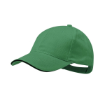 6-Panel-Mütze aus gekämmter Baumwolle mit Schirmanhänger farbe grün erste Ansicht