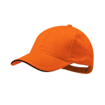 6-Panel-Mütze aus gekämmter Baumwolle mit Schirmanhänger farbe orange erste Ansicht
