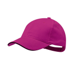 6-Panel-Mütze aus gekämmter Baumwolle mit Schirmanhänger farbe pink erste Ansicht