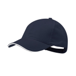 6-Panel-Mütze aus gekämmter Baumwolle mit Schirmanhänger farbe marineblau erste Ansicht