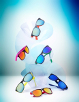 Sonnenbrille mit zweifarbigem Rahmen und verspiegelten Gläsern farbe blau dritte Ansicht