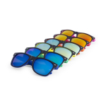 Sonnenbrille mit zweifarbigem Rahmen und verspiegelten Gläsern farbe blau erste Ansicht