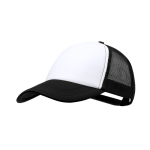 5-Panel-Polyester-Trucker-Style-Cap mit verstellbarem Verschluss farbe schwarz erste Ansicht