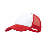 5-Panel-Polyester-Trucker-Style-Cap mit verstellbarem Verschluss farbe rot erste Ansicht