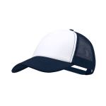 5-Panel-Polyester-Trucker-Style-Cap mit verstellbarem Verschluss farbe marineblau erste Ansicht