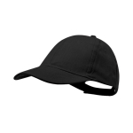 6-Panel-Mütze aus gekämmter Baumwolle mit Klettverschluss farbe schwarz erste Ansicht