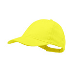 6-Panel-Mütze aus gekämmter Baumwolle mit Klettverschluss farbe gelb erste Ansicht