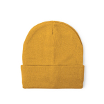 Elastische Strickmütze mit Saum zur individuellen Gestaltung farbe gelb zweite Ansicht