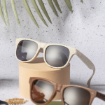 Sonnenbrille aus Bambusfaser mit schwarzen UV400-Schutzgläsern