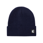 RPET-Polyester-Strickmütze mit Saum auf der Vorderseite farbe marineblau erste Ansicht