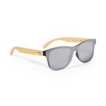 Sonnenbrille mit Bambusbügeln und schwarzem Spiegeleffektglas farbe holzton zweite Ansicht