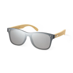 Sonnenbrille mit Bambusbügeln und schwarzem Spiegeleffektglas farbe holzton erste Ansicht