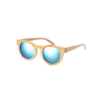Bambusbrille mit Spiegeleffekt-Gläsern im Kordelzugbeutel farbe holzton