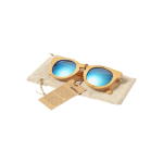Bambusbrille mit Spiegeleffekt-Gläsern im Kordelzugbeutel farbe holzton