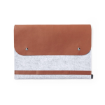 RPET-Filz-Laptoptasche mit 14''-Kunstlederklappe farbe grau erste Ansicht