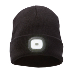 Rippenstrickmütze mit LED auf der Vorderseite 92 g/m2 farbe schwarz