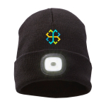 Rippenstrickmütze mit LED auf der Vorderseite 92 g/m2 farbe schwarz