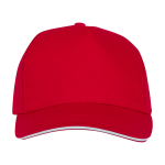 Mütze im Sandwich-Stil, 5 Panels, Baumwolle, 175 g/m2 farbe rot zweite Vorderansicht
