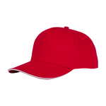 Mütze im Sandwich-Stil, 5 Panels, Baumwolle, 175 g/m2 farbe rot