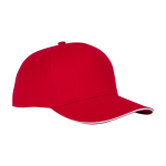 Mütze im Sandwich-Stil, 5 Panels, Baumwolle, 175 g/m2 farbe rot Seitenansicht