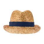 Atmungsaktiver Strohhut aus Naturmaterial mit anpassbarem Band farbe marineblau zweite Vorderansicht