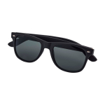 Retro-Sonnenbrille mit Bambusbügeln und schwarzem Futter farbe schwarz zweite Ansicht