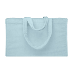Strandtasche mit weicher Oberfläche und großem Fach farbe pastellblau dritte Vorderansicht