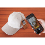 6-Panel-Cap, recycelte Baumwolle mit marmoriertem Stoff 200 g/m2 farbe gebrochen weiß Lifestyle-Bild 2