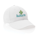 6-Panel-Cap aus recycelter Baumwolle mit Klettverschluss, 190 g/m2 farbe weiß Ansicht mit Logo