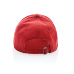 6-Panel-Cap aus recycelter Baumwolle mit AWARE™-Tracer, 280 g/m2 farbe rot vierte Ansicht