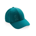 6-Panel-Cap aus recycelter Baumwolle mit AWARE™-Tracer, 280 g/m2 farbe grün Ansicht mit Logo